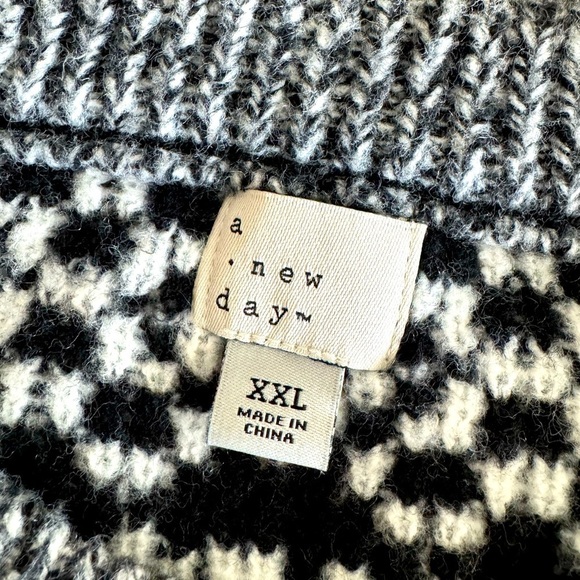 Target Crewneck Sweater A New Day Black and White Fair Isle Apres Size XXL NWT - Picture 8 of 11